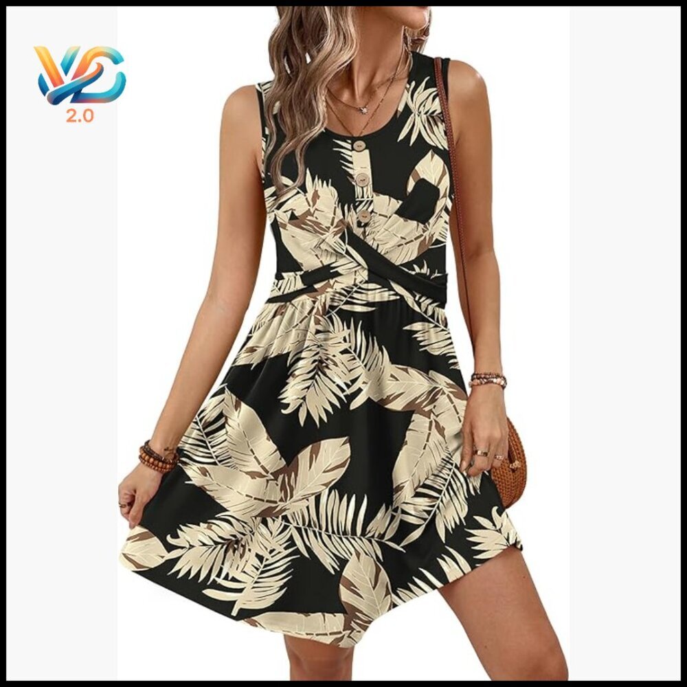 Summer Sundress Babydoll Dress Button Down Boho Casual Above Knee